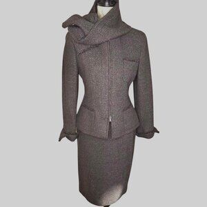 VTG TRIXI SCHOBER Wool Angora Avant Garde Scarf Sculptural Suit Set Sz 6 Germany